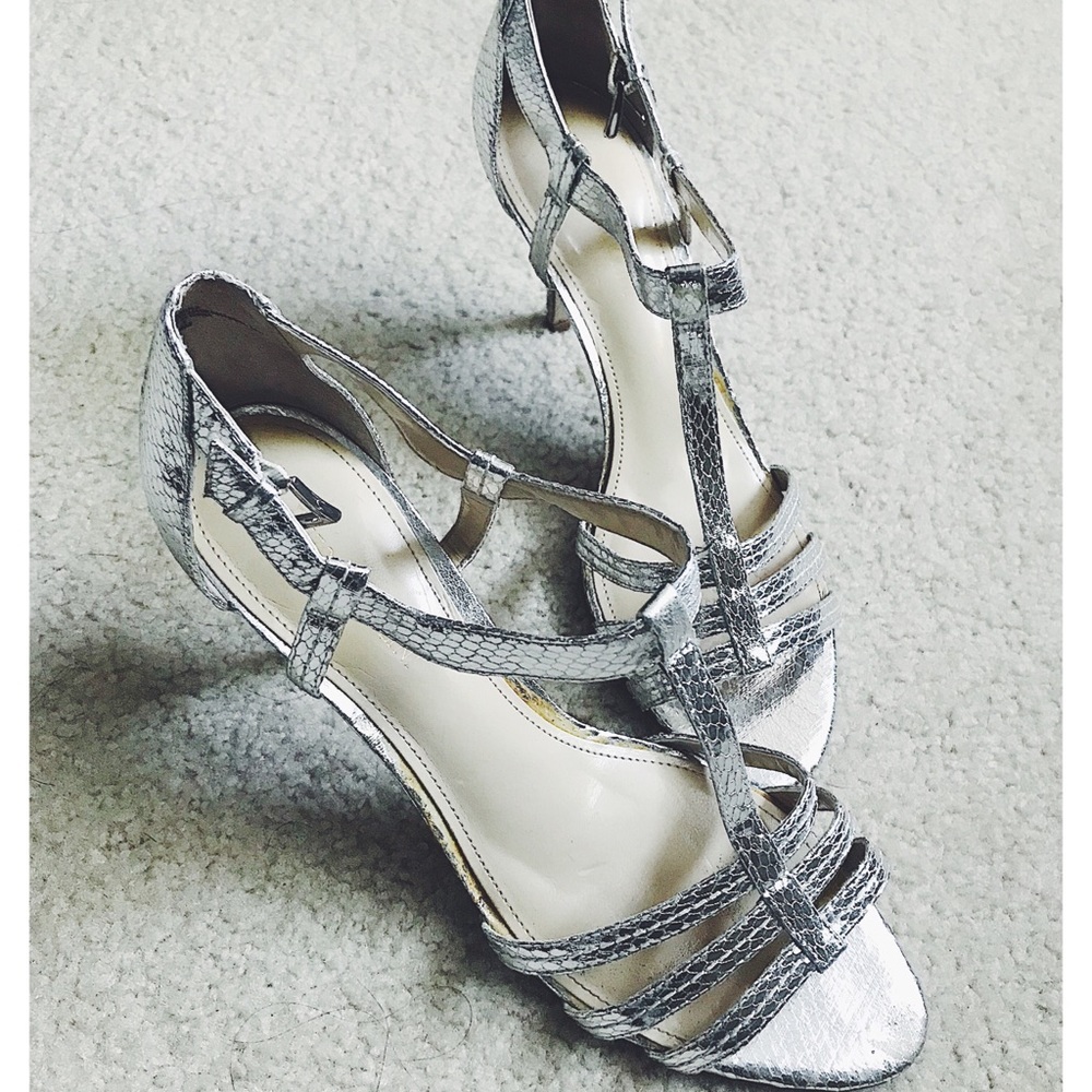 Silver Enzo Angiolini Strap Heels